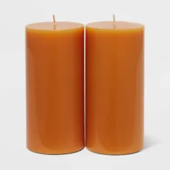 2pk Pillars Vanilla Pumpkin Orange - Threshold™ -Home Decoration Sale GUEST 12a6aab2 961f 4784 89cb 7439c8bff678