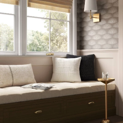 Textural Solid Square Throw Pillow Off-White - Threshold™ 3 Textural Solid Square Throw Pillow Off-White - Threshold™