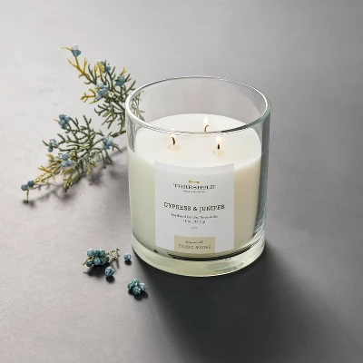 Clear Glass Cypress & Juniper Candle White - Threshold™ Designed With Studio McGee 3 Clear Glass Cypress & Juniper Candle White - Threshold™ Designed With Studio McGee