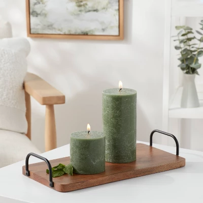 Pillar Candle Water Mint & Eucalyptus Green - Threshold™ 3 Pillar Candle Water Mint & Eucalyptus Green - Threshold™