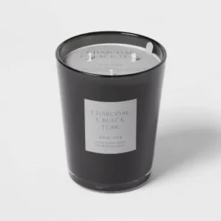 Colored Vase Glass With Dustcover & Black Teak Candle Black - Threshold™ -Home Decoration Sale GUEST 203164b8 cea9 4b9d 90b7 3255297338b3