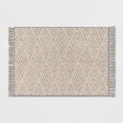 Diamond With Fringe Rug Gray - Threshold™ -Home Decoration Sale GUEST 3d35566a 7cb6 48a8 968d cc81e5d838e7