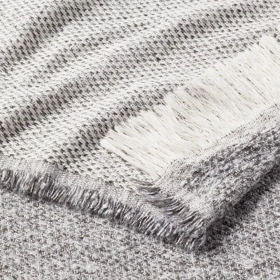 60"x80" Marled Boucle Bed Throw With Fringe Gray - Threshold™ 4 60"x80" Marled Boucle Bed Throw With Fringe Gray - Threshold™ - Image 2