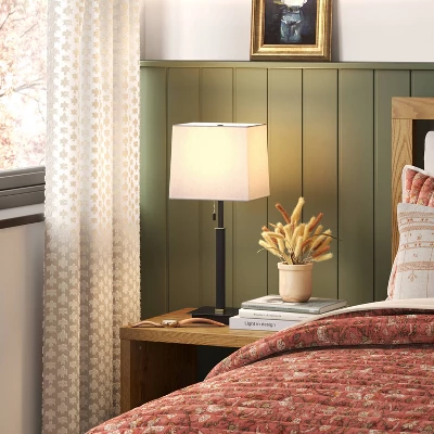 Square Base Stick Lamp With USB Black - Threshold™ 3 Square Base Stick Lamp With USB Black - Threshold™