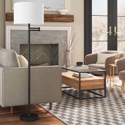 Metal Column Swing Arm Floor Lamp Black/White - Threshold™ 4 Metal Column Swing Arm Floor Lamp Black/White - Threshold™ - Image 2