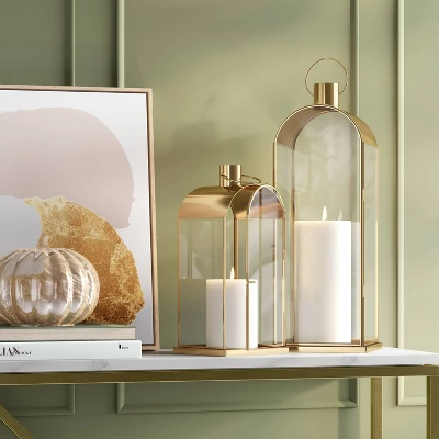 Metal Lantern Gold - Threshold™ 3 Metal Lantern Gold - Threshold™