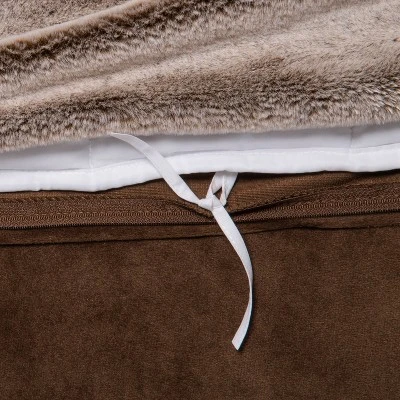 55" X 80" 15lbs Faux Fur Weighted Blanket With Removable Cover Brown - Threshold™ 3 55" X 80" 15lbs Faux Fur Weighted Blanket With Removable Cover Brown - Threshold™