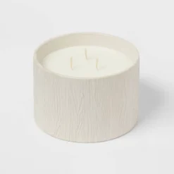 Textured Straight Side Ceramic Warm Cider & Cinnamon Candle White - Threshold™ -Home Decoration Sale GUEST 913d534b 649d 4c6d 9f5e ee9feea56dbd