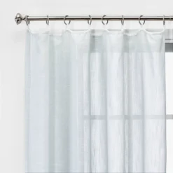 1pc 54"x84" Sheer Contrast Edge Window Curtain Panel White/Natural - Threshold™