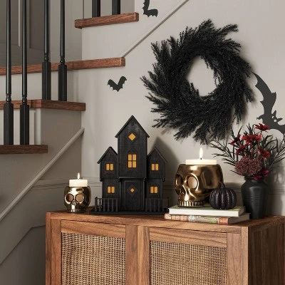 Halloween Grass Wreath Black - Threshold™ 3 Halloween Grass Wreath Black - Threshold™