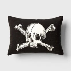 Oversize Skull And Crossbones Woven Cotton Lumbar Halloween Throw Pillow Black - Threshold™ -Home Decoration Sale GUEST b45186ba 7db4 4537 829f d4aedfe091ea