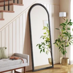 30" X 74" Bullnose Floor Mirror Black - Threshold™