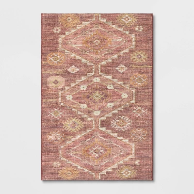 Southbury Washable Printed Diamond Persian Style Rug Rust - Threshold™ 7 Southbury Washable Printed Diamond Persian Style Rug Rust - Threshold™ - Image 5