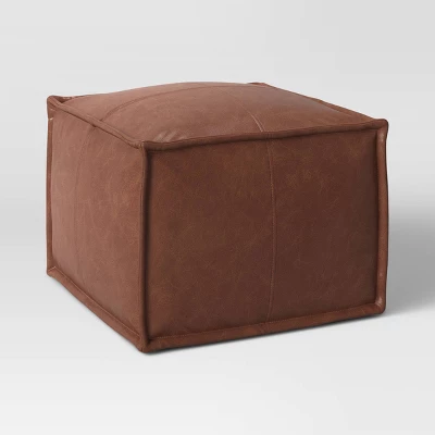 Earl Faux Leather French Seam Ottoman - Threshold™ 4 Earl Faux Leather French Seam Ottoman - Threshold™ - Image 2
