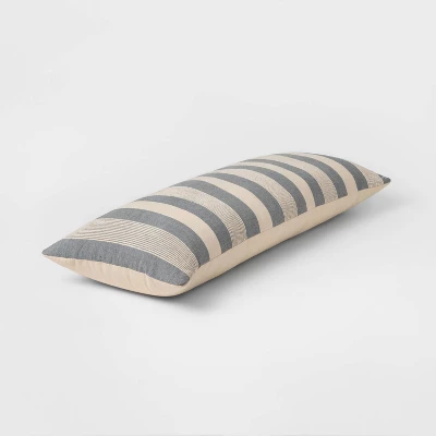 Oversized Oblong Woven Stripe Throw Pillow Gray - Threshold™ 3 Oversized Oblong Woven Stripe Throw Pillow Gray - Threshold™