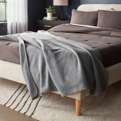 60"x80" Ribbed Faux Wool Bed Throw Blanket - Threshold™ 3 60"x80" Ribbed Faux Wool Bed Throw Blanket - Threshold™