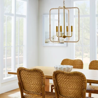 Rattan Lantern Ceiling Pendant Brass - Threshold™ Designed With Studio McGee 3 Rattan Lantern Ceiling Pendant Brass - Threshold™ Designed With Studio McGee