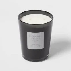 Colored Vase Glass With Dustcover & Black Teak Candle Black - Threshold™ -Home Decoration Sale GUEST cf6f4780 63d6 4d26 8370 d23011a8995c