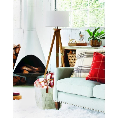 Oak Wood Tripod Floor Lamp Dark Brown - Threshold™ 6 Oak Wood Tripod Floor Lamp Dark Brown - Threshold™ - Image 4