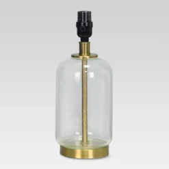Bubble Glass With Brass Detail Small Lamp Base Clear - Threshold
