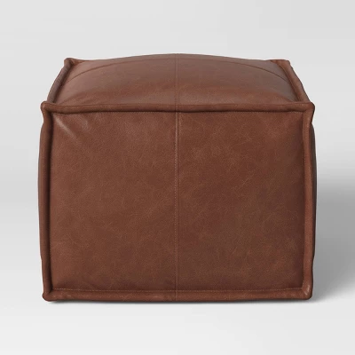 Earl Faux Leather French Seam Ottoman - Threshold™ 5 Earl Faux Leather French Seam Ottoman - Threshold™ - Image 3